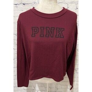 Victoria's Secret PINK Long Sleeve Graphic Cropped T-shirt Cotton Blend Large